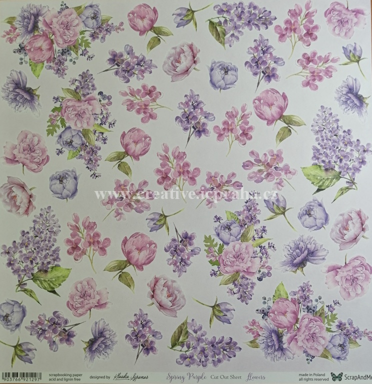 ScrapAndMe Spring Purple Flowe 30.5x30.5cm 250g/m2